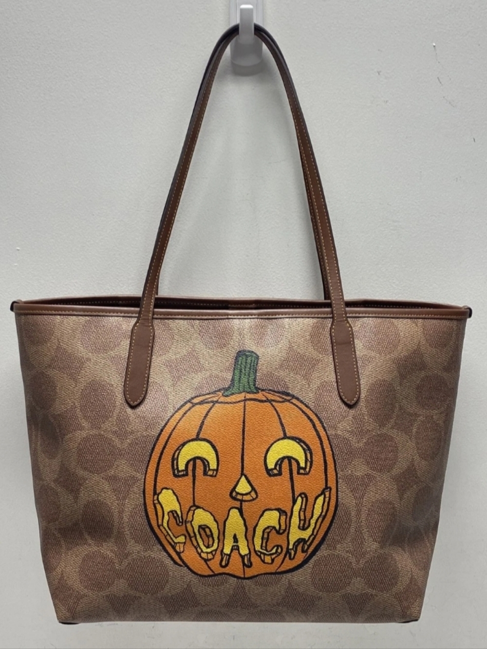 Coach-City Tote Bag Signature Canvas  Pumpkin Print 🎃 - Picture 5 of 9